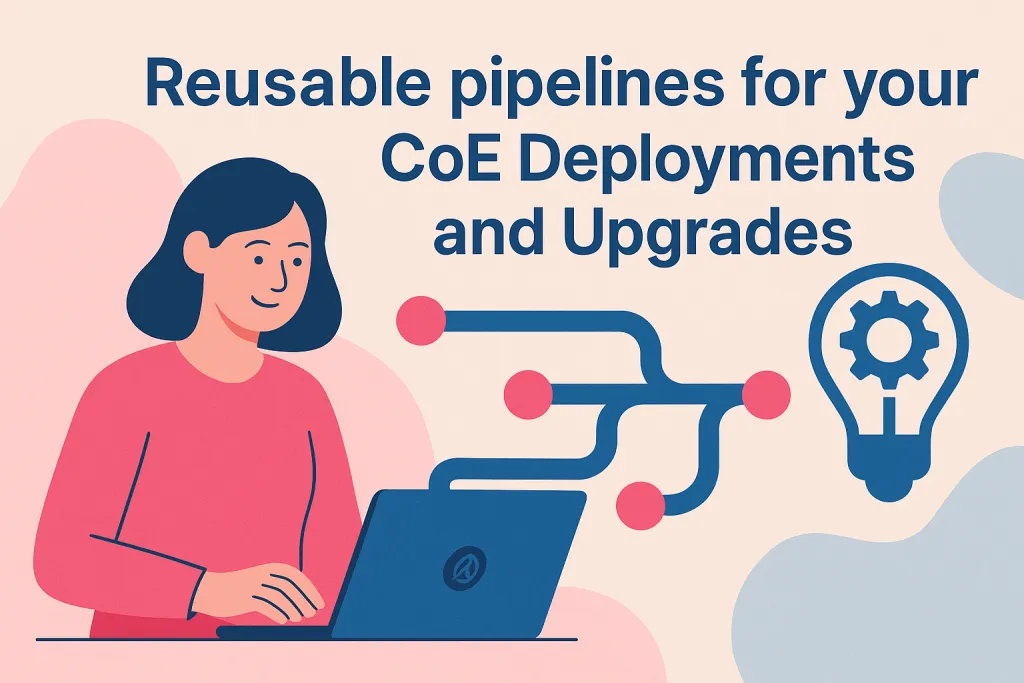 Banner illustration showing the CoE Kit ALM pipeline workflow