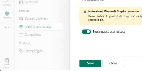 Screenshot showing the Restrict Guest Access setting