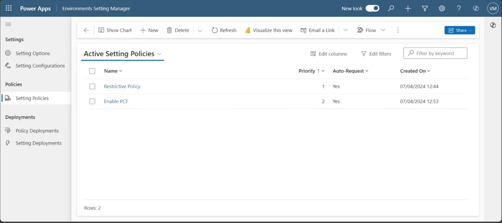 Screenshot of the Environment Setting Manager App