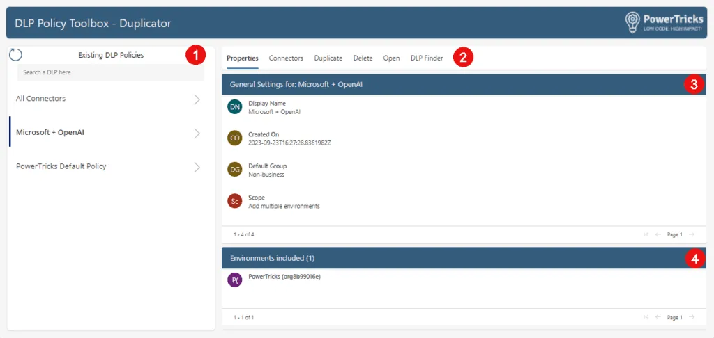 Landing page of the DLP Policy Duplicator