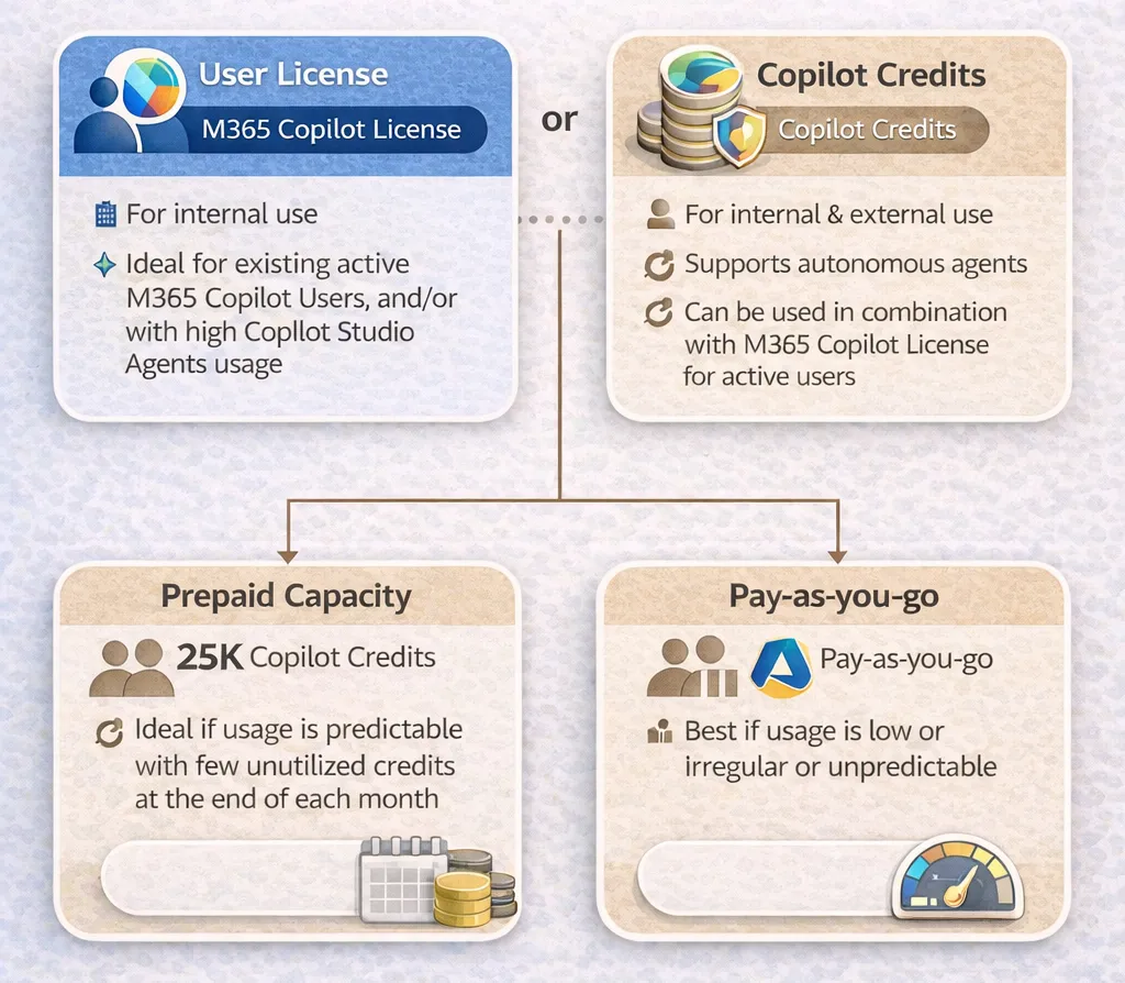 Representation of copilot studio licensing options